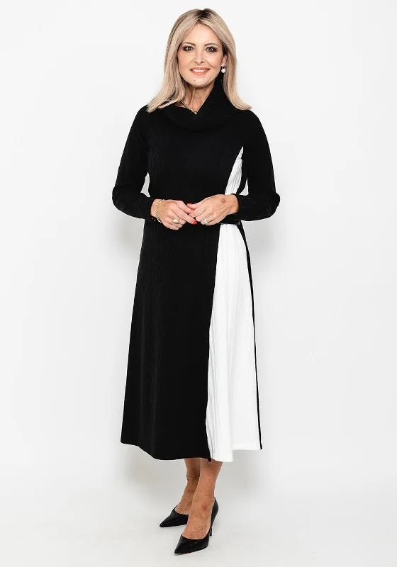 Camelot Cowl Neck Knitted Midi Dress, Black & White Chic Floral Print Midi Dress