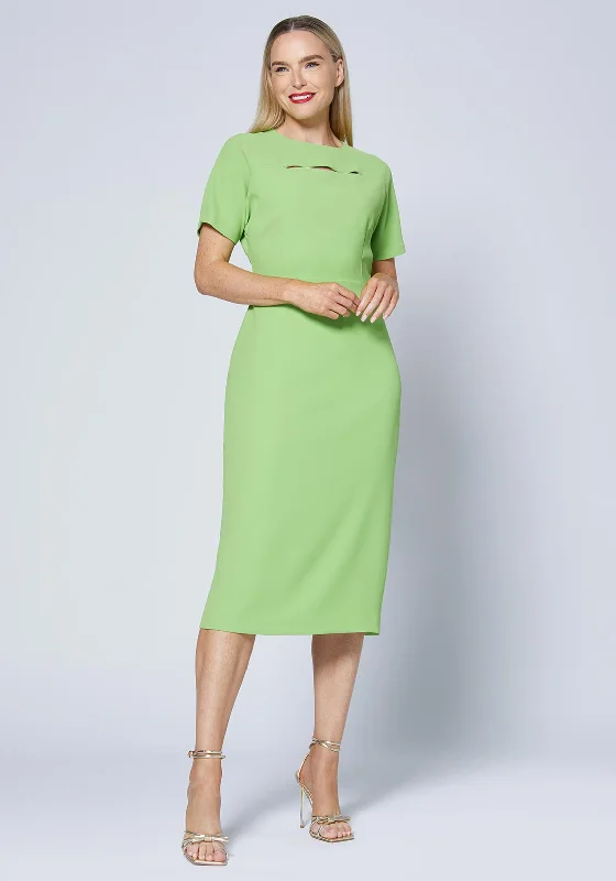 Caroline Kilkenny Riley Keyhole Midi Dress, Green Elegant Lace Trim Midi Dress