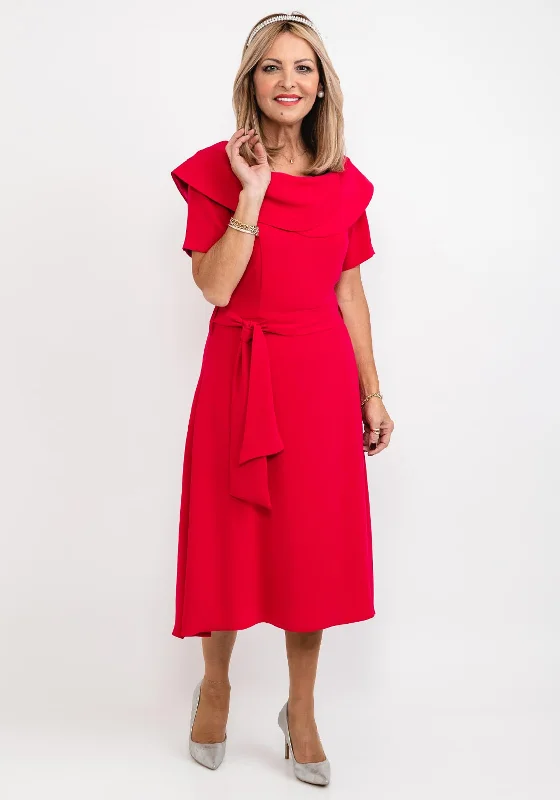 Coco Doll Nala A-Line Midi Dress, Hot Pink Fashionable High-Low Midi Dress