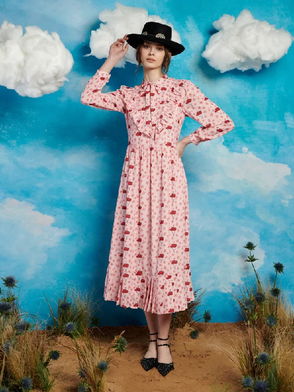 Cowgirl Print Midi Dress Stylish Button-Up Midi Dress