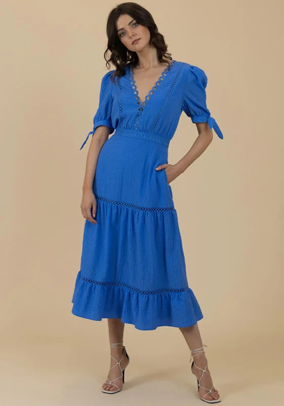 Fee G Woven A Line Midi Dress, Blue Cozy T-shirt Midi Dress