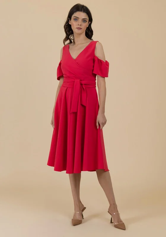 Fee G Off the Shoulder Midi Dress, Watermelon Fashionable Off-Shoulder Dress Midi