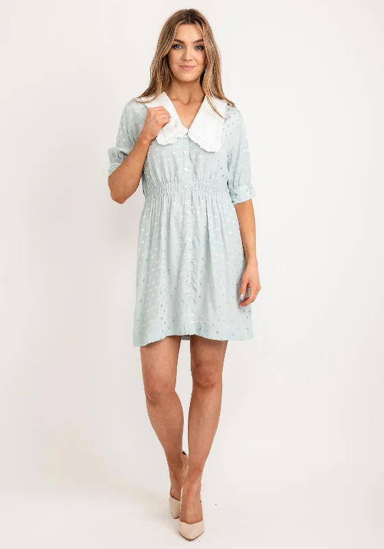 Jovonna Ana Chelsea Collar Dotted Mini Dress, Sage Elegant Lace-Up Mini Dress