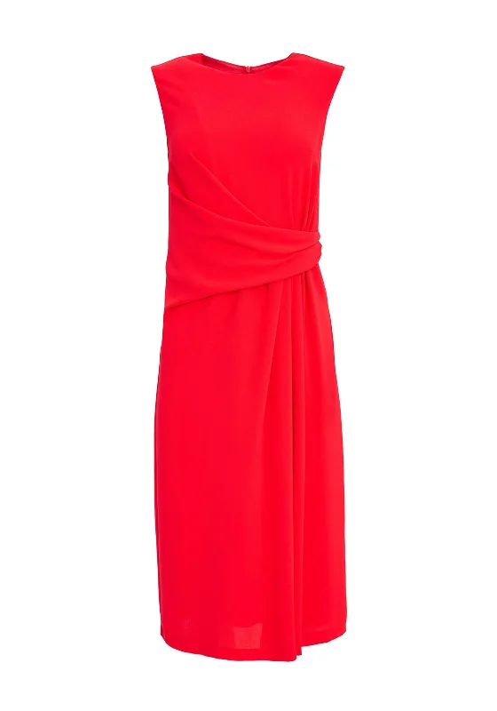 Kate Cooper Pleated Waist Midi Dress, Poppy Comfortable Ruched Midi Dress