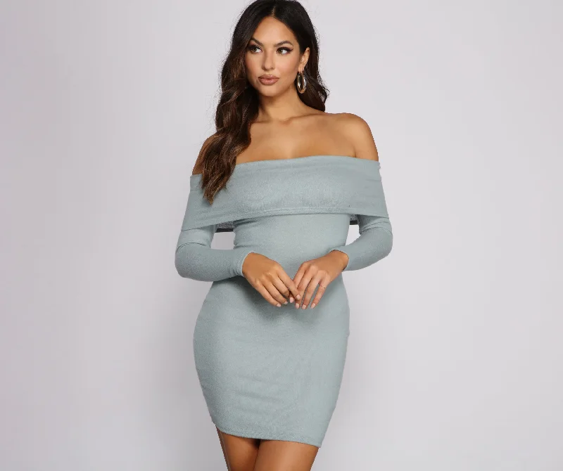 Keep It Chill Off The Shoulder Mini Dress Elegant Vintage Mini Dress