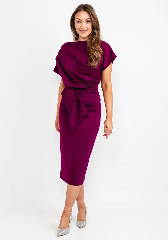 Kevan Jon Poppy Tie Midi Dress, Mulberry Trendy Smocked Detail Midi Dress