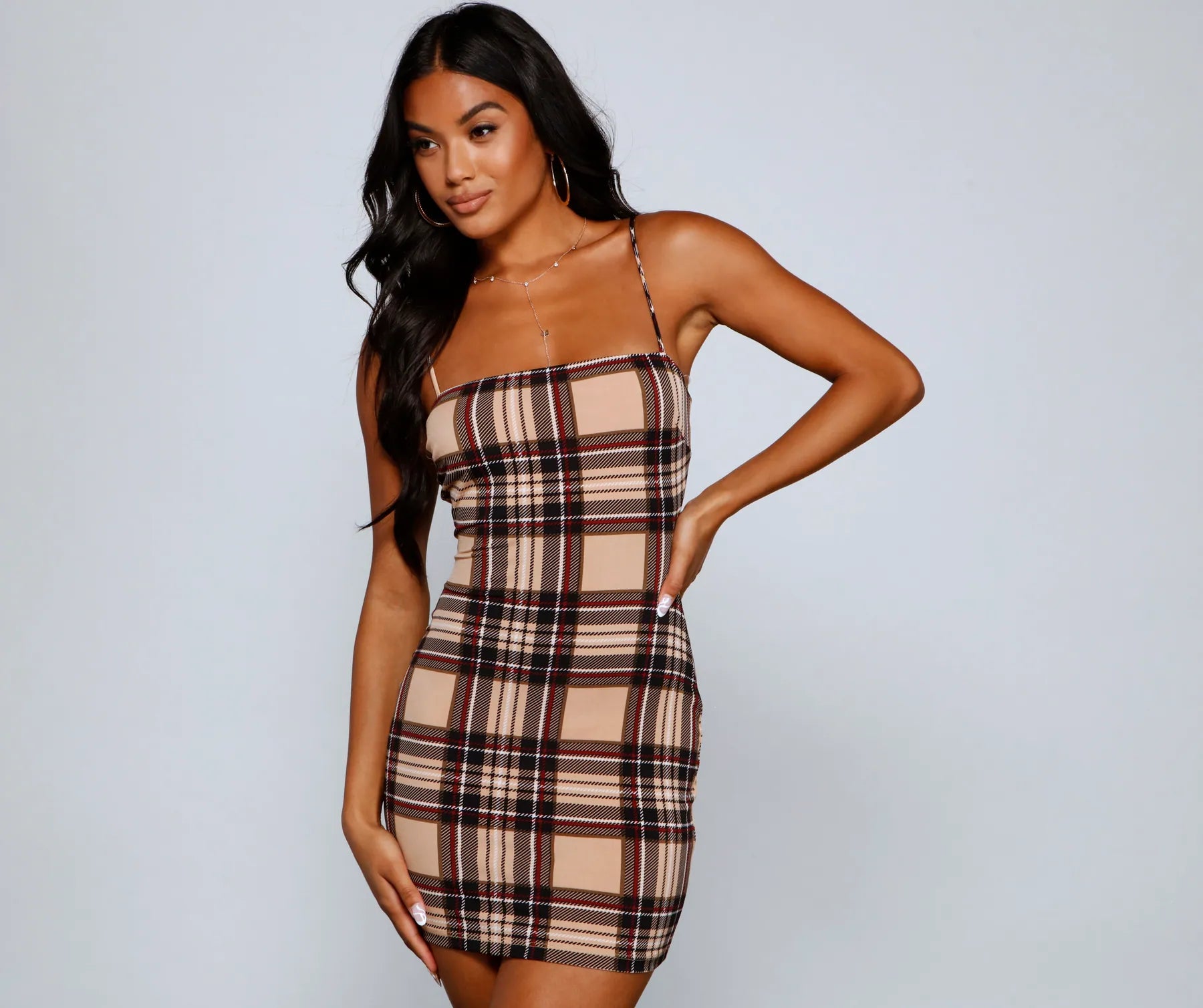 So Fab Sleeveless Plaid Mini Dress Classic Shift Mini Dress