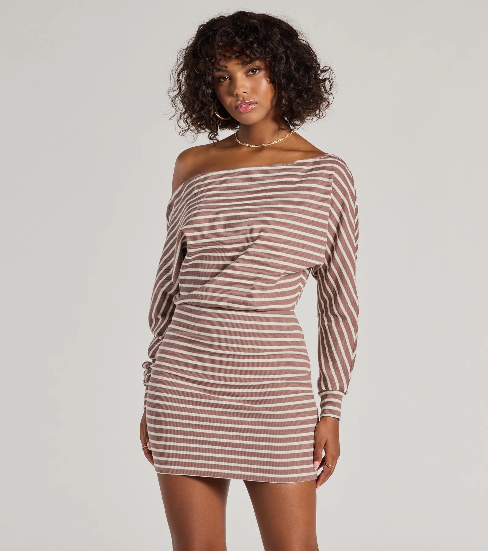 Stripes In Style Off The Shoulder Mini Dress Elegant Tulle Mini Dress