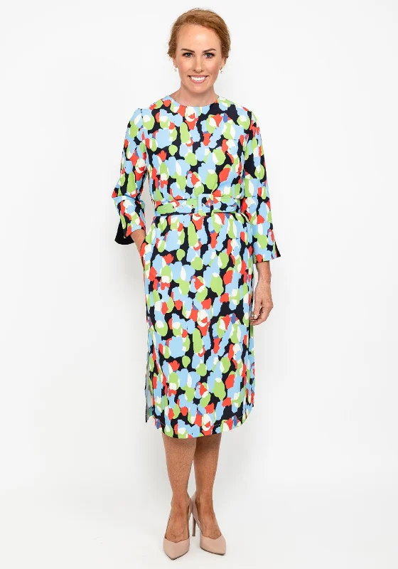 This Girl’s Curiosity Print Shift Midi Dress, Multi Stylish Off-Shoulder Ruffle Dress