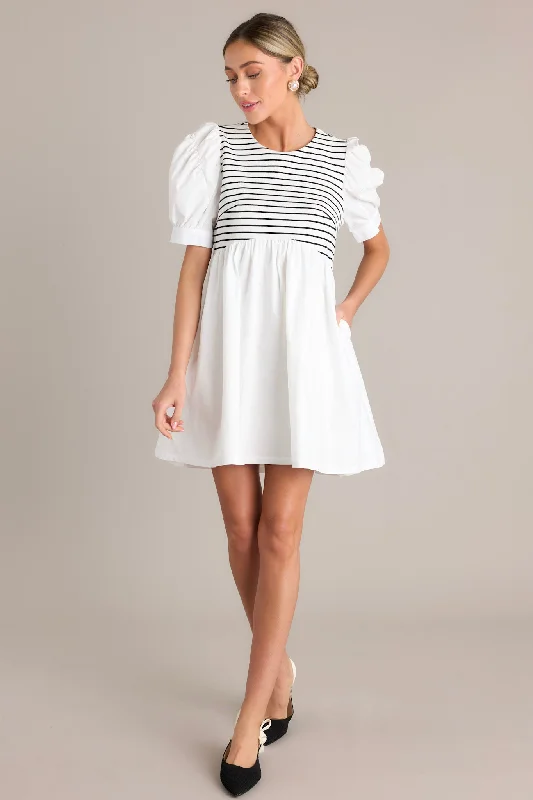 Urban Streak Black Stripe Mini Dress Comfortable Casual Mini Dress