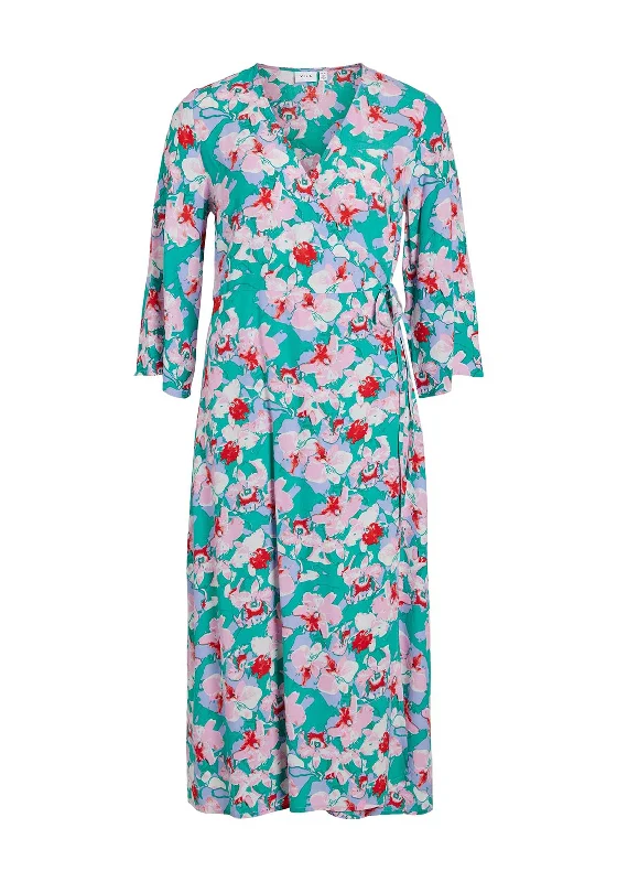 Vila Kikki Floral Wrap Midi Dress, Alhambra Elegant Floral Skirt Midi Dress