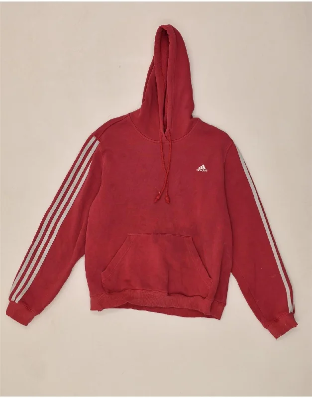 ADIDAS Womens Hoodie Jumper UK 22 3XL Red Cotton Hoodie with Zipper Placket Modern Functional