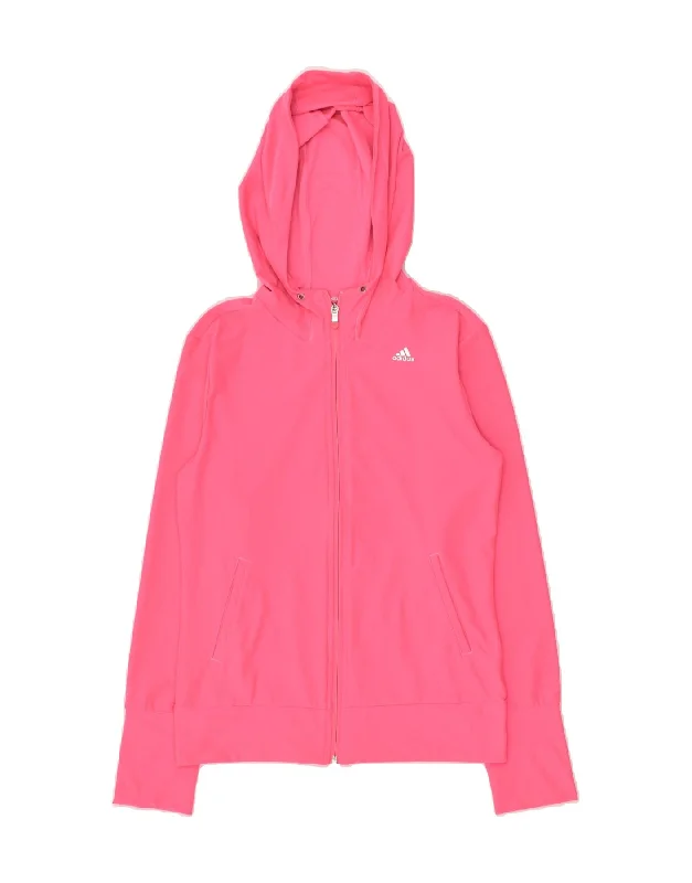 ADIDAS Womens Hoodie Jumper UK 8-10 Small Pink Polyester Hoodie with Hidden Zipper Minimalist Clean