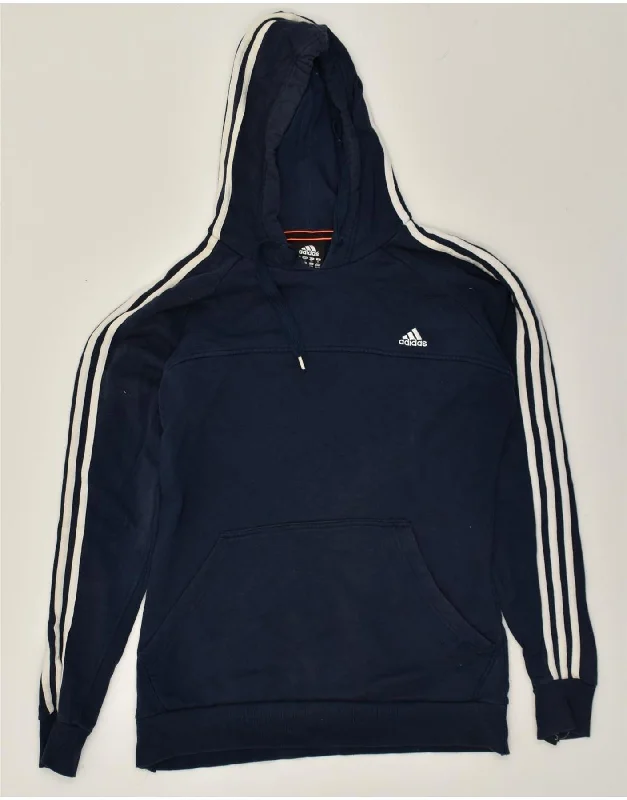 ADIDAS Womens Slim Hoodie Jumper XL Navy Blue Cotton Hoodie with Hood Adjustable Protection