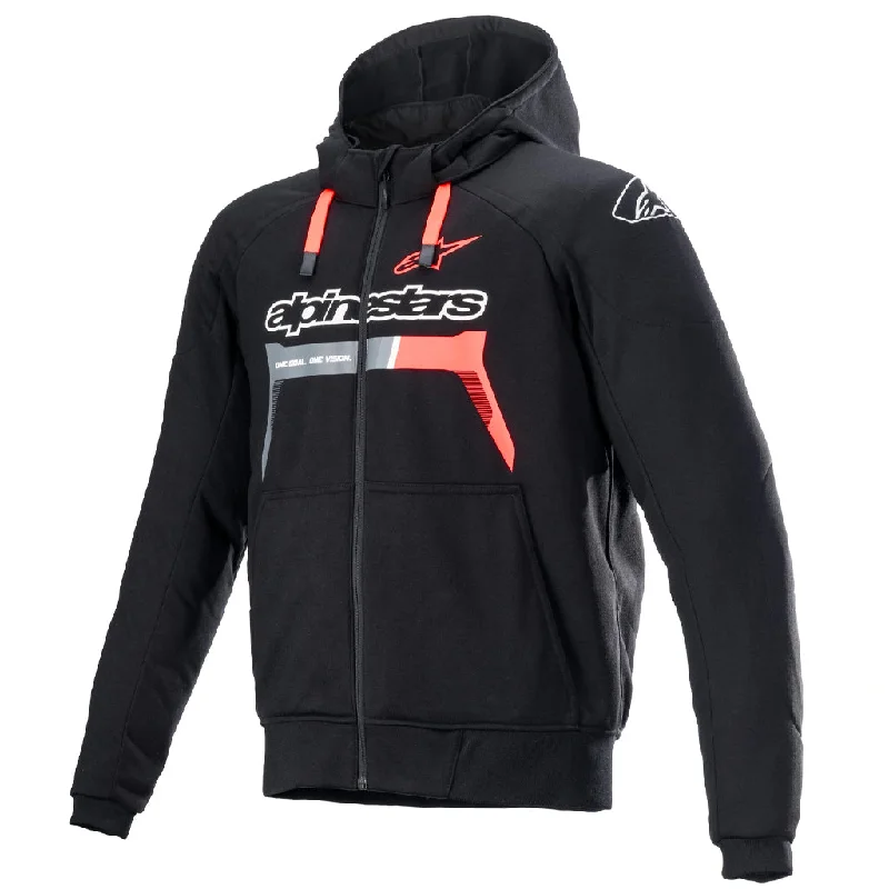 Alpinestars - Chrome Ignition Black/Red Hoody Hoodie with Half-Zip Sporty Casual