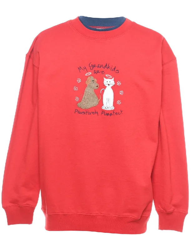 Animal Design Christmas Sweatshirt - M Hoodie with Hem Patch Decorative Personalized