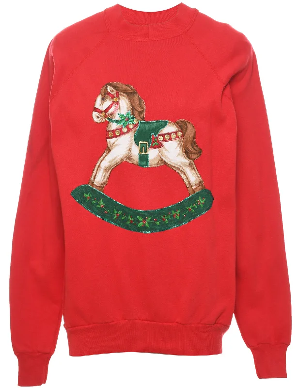 Animal Design Christmas Sweatshirt - XL Hoodie Jacket Zipper Layering