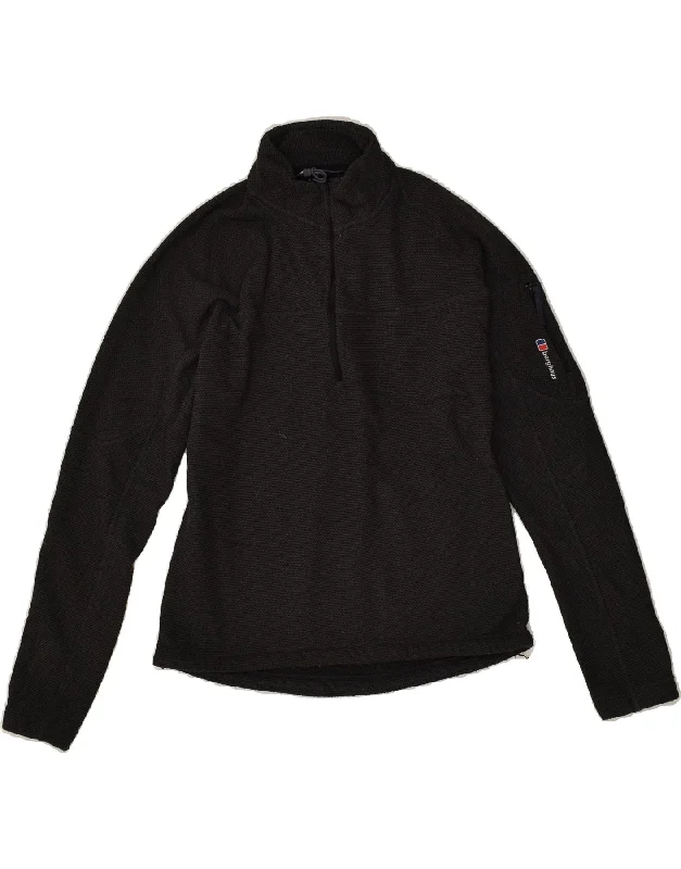 BERGHAUS Womens Zip Neck Sweatshirt Jumper UK 10 Small Black Polyester Hoodie with Half-Zip Sporty Casual