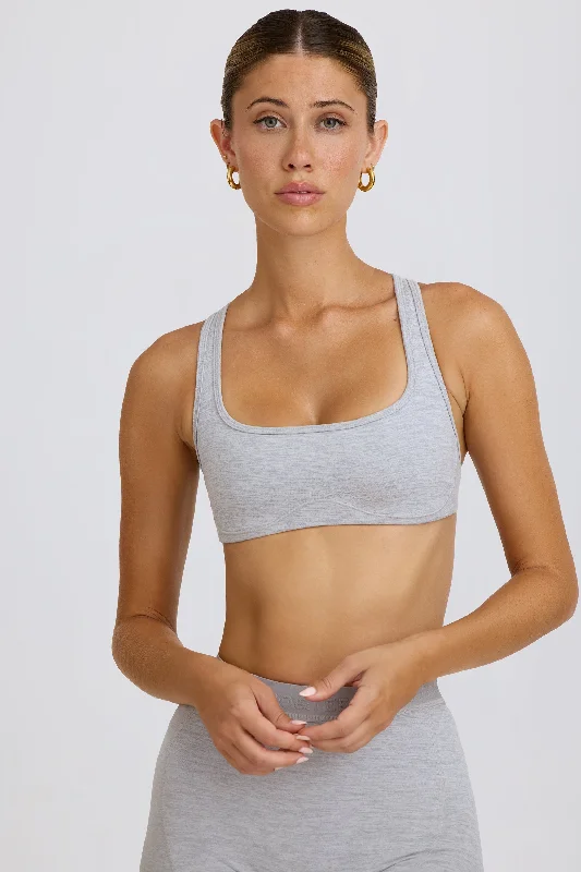 Soft Active Sports Bra in Grey Marl Sleek Sports Bra