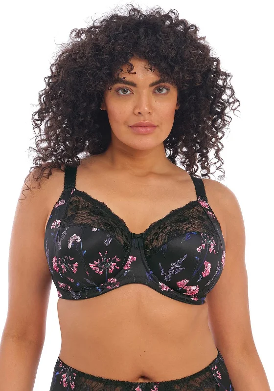 ELomi Morgan Full Cup Bra, Black Floral Cozy Wire-Free Bra