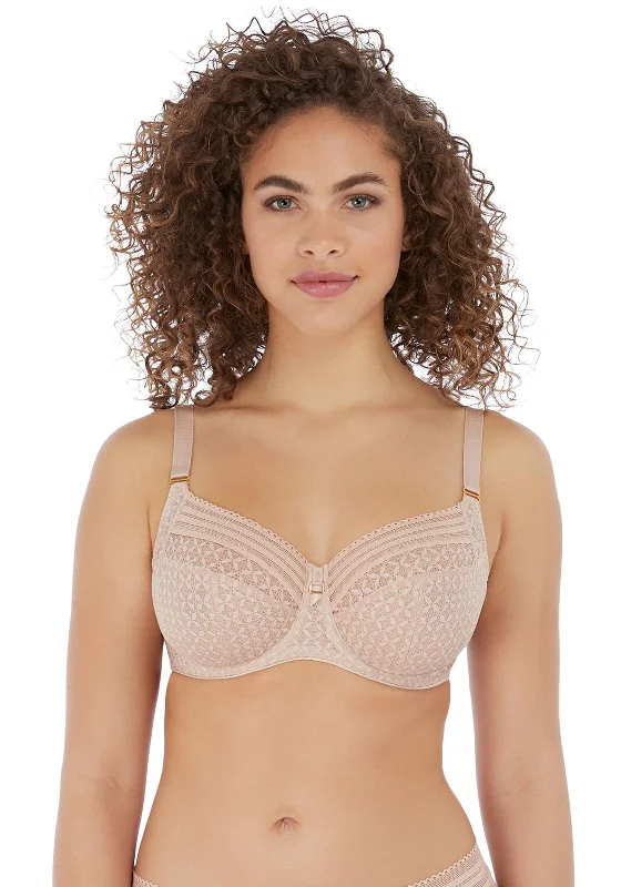 Freya Viva Lace Side Support Bra, Nude Sporty Wireless Bra