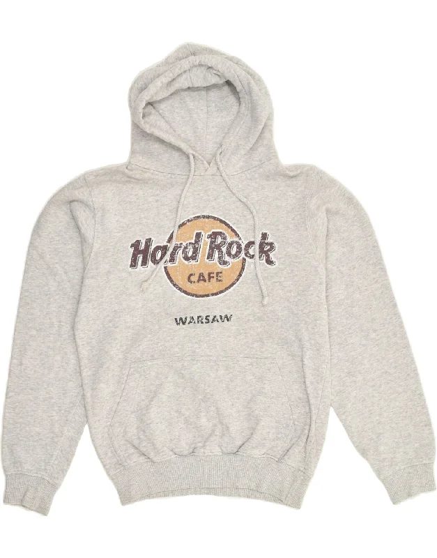 HARD ROCK CAFE Womens Warsaw Graphic Hoodie Jumper UK 10 Small Grey Cotton Hoodie with Sequins Glamorous Eye-catching