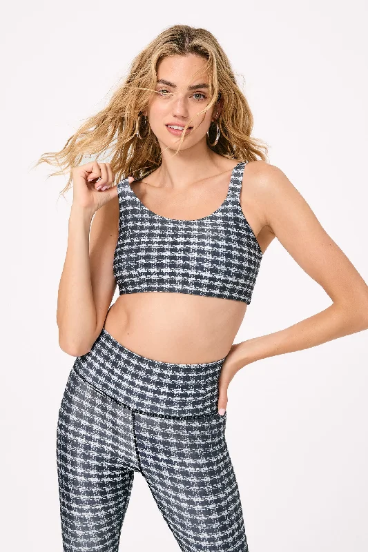 Hi-Shine Scoop Neck Bra in Houndstooth Stretchy Wireless Bra