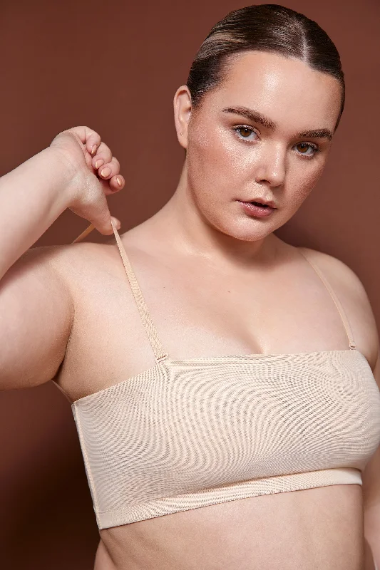 Soft Mesh Bandeau Bra in Beige Light Seamless Bra