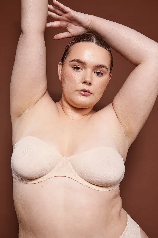 Soft Mesh Strapless Bra in Beige Seamless Push-Up Bra