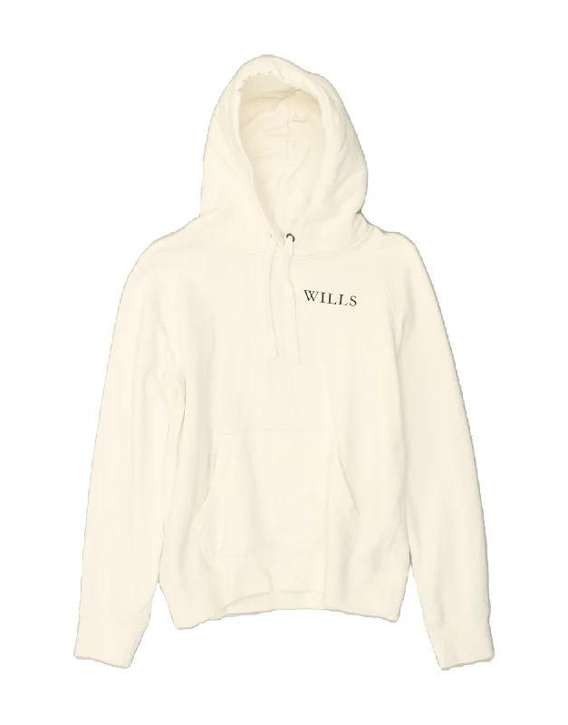 JACK WILLS Womens Loose Fit Hoodie Jumper UK 10 Small White Cotton Hoodie with Magnetic Closure Innovative Modern