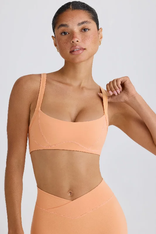 Soft Active Contrast-Trim Sports Bra in Peach Daily Comfort Bra