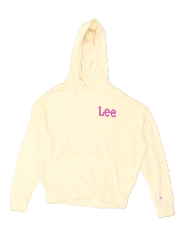 LEE Womens Graphic Hoodie Jumper UK 18 XL Yellow Hoodie with Oversized Fit Loose Comfortable