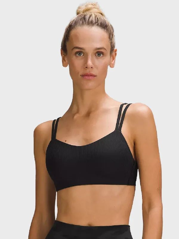 LULULEMON BLACK LIKE A CLOUD RIBBED BRA LIGHT SUPPORT B/C CUP Seamless Push-Up Bra