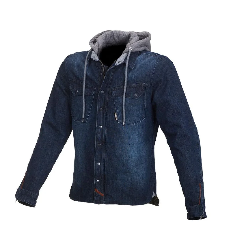 Macna - Westcoast Kevlar Blue Denim Hoody Hoodie with Tied Waist Feminine Flattering