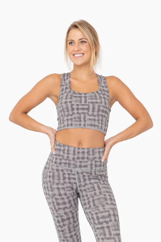 Plaid Print Sports Bra Casual Bralette Set