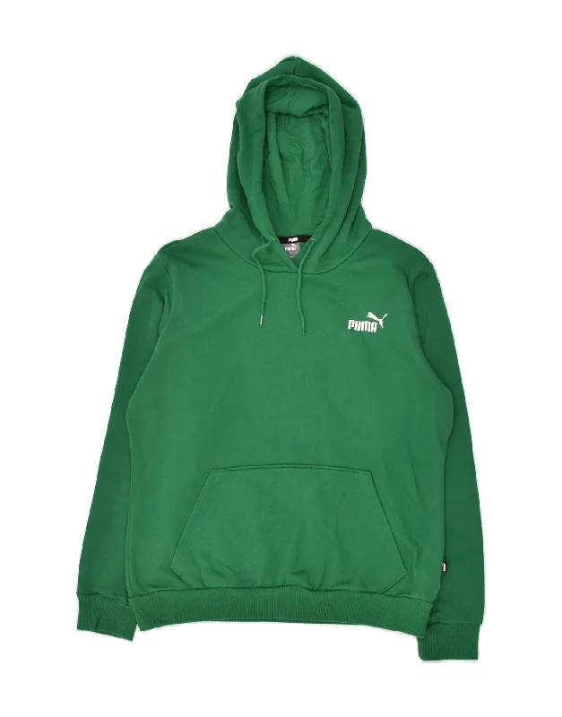 PUMA Womens Hoodie Jumper UK 14 Medium Green Cotton Hoodie with Half-Zip Sporty Casual