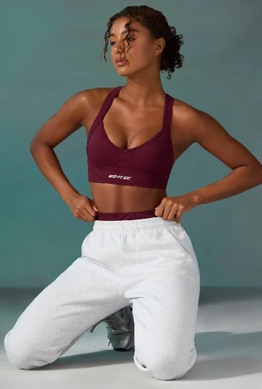 Super Sculpt Seamless Cross Back Sports Bra in Plum Elegant Cotton Bra