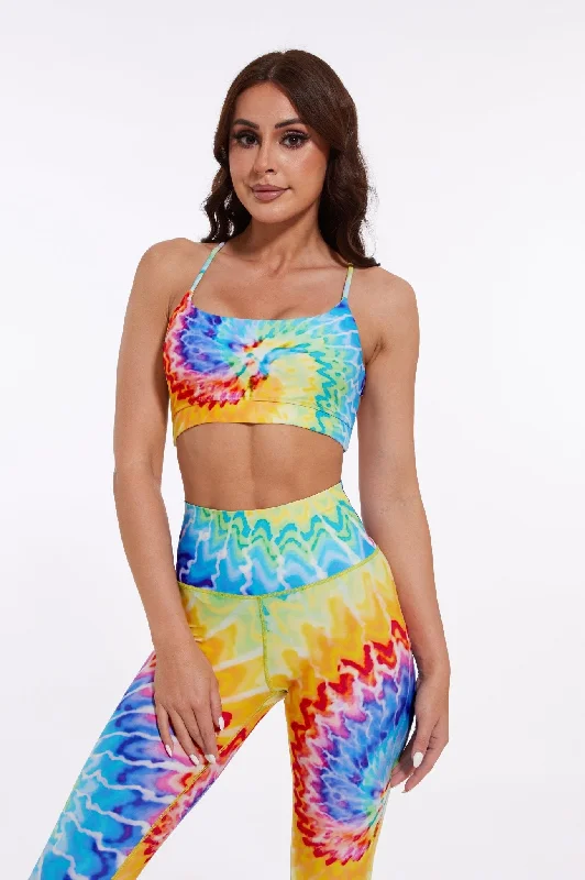 Rainbow Spiral Backless Sports Bra Elegant Cotton Bra