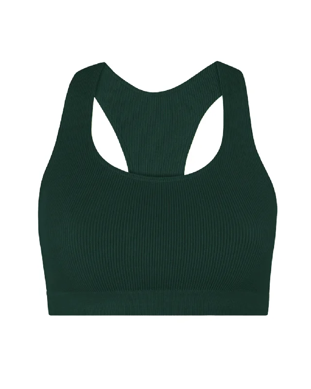 RIBBED ELATED Bra Top | Dark Green Chic Lace Bra