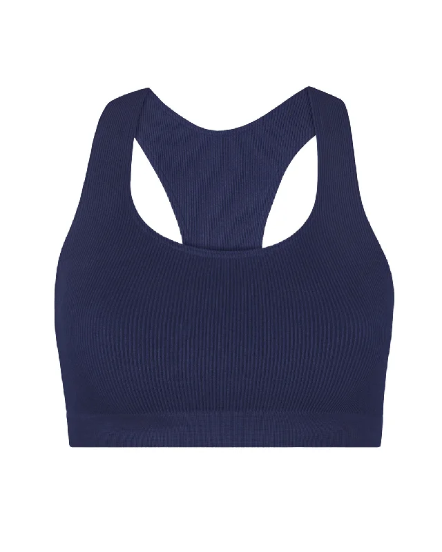 RIBBED ELATED Bra Top | Navy Light Padded Bra