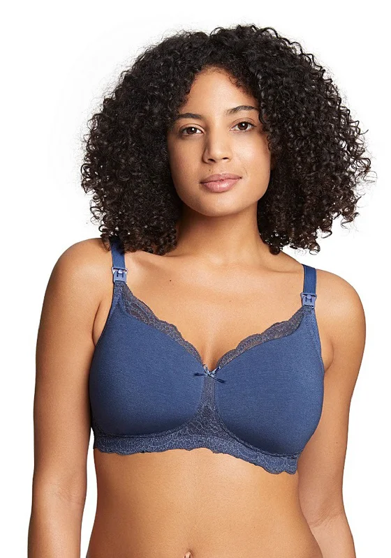 Royce Indie Lace Trim Nursing Bra, Petrol Blue Active Support Bra