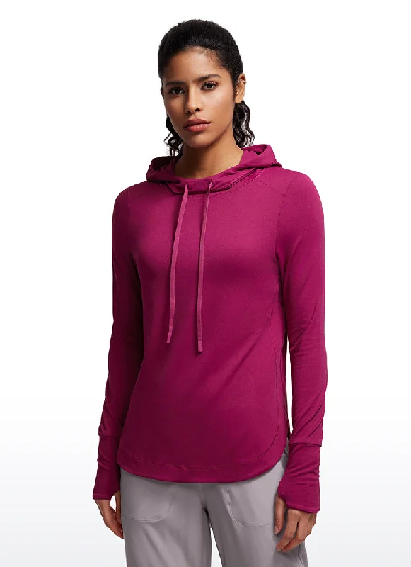 Brushed Feeling Long Sleeves Hoodie with Thumbhole Hoodie with Full-Zip Functional Layering