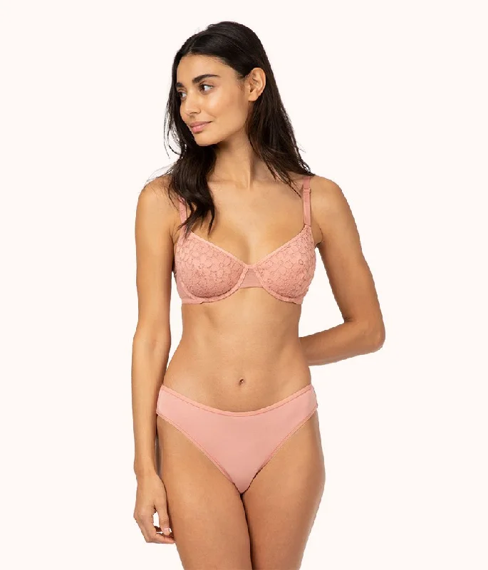 The Floral Lace Balconette Bra: Shell Pink Soft Cup Bralette