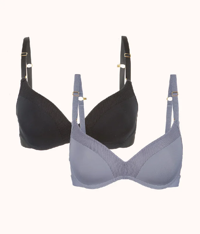 The No-Wire Push-Up Bra Bundle: Jet Black/Smoke Versatile Bralette Set