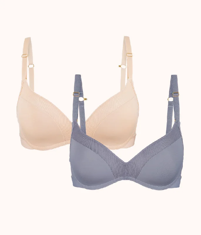 The No-Wire Push-Up Bra Bundle: Toasted Almond/Smoke Comfortable Fit Bralette