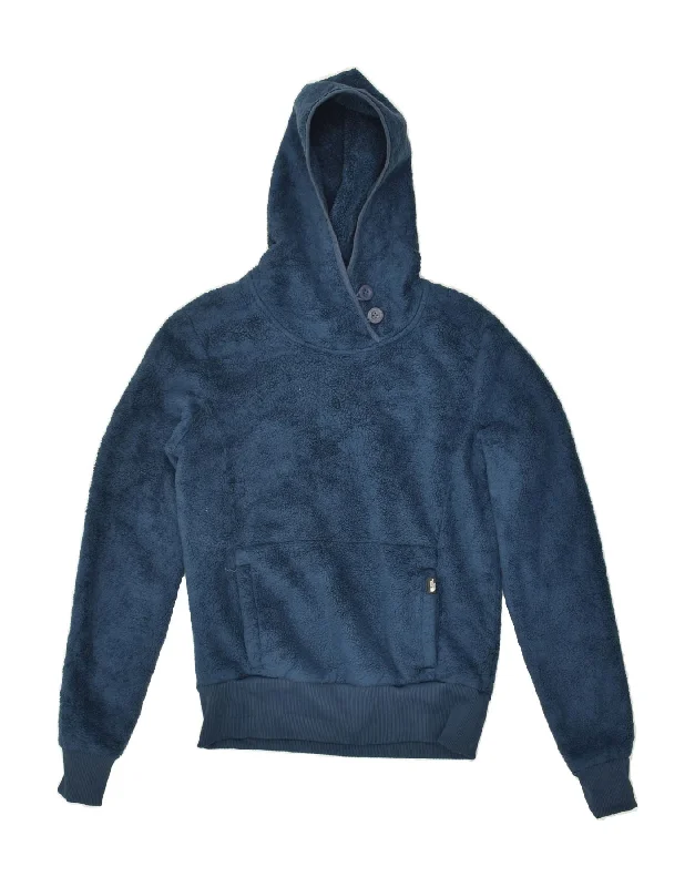 THE NORTH FACE Womens Hooded Fleece Jumper UK 10 Small Navy Blue Polyester Hoodie Sweatshirt Pullover