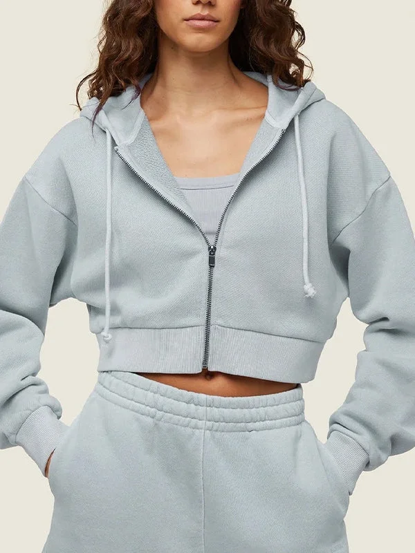 ZASUWA Female Zipper Casual Hoodie Hoodie with Cropped Fit Short Trendy