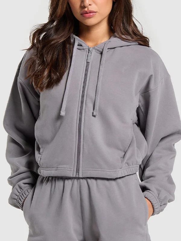 ZASUWA Female Zipper Casual Hoodie Hoodie with Pastel Soft Subtle