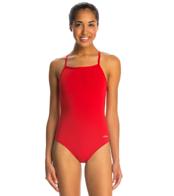 Dolfin Reliance Solid V-Back One Piece Swimsuit Red Two-Piece Beachwear