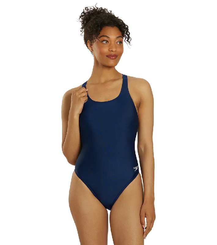 Speedo Women's Learn To Swim Pro LT Superpro One Piece Swimsuit Nautical Navy Sleek Racerback Swimsuit